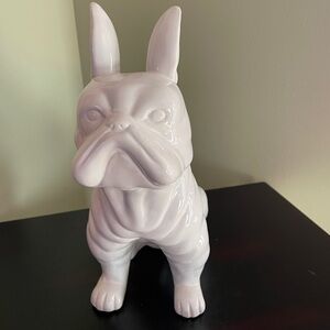 French Bulldog Bull Dog Frenchie White Ceramic Home Décor Statue 11.5"